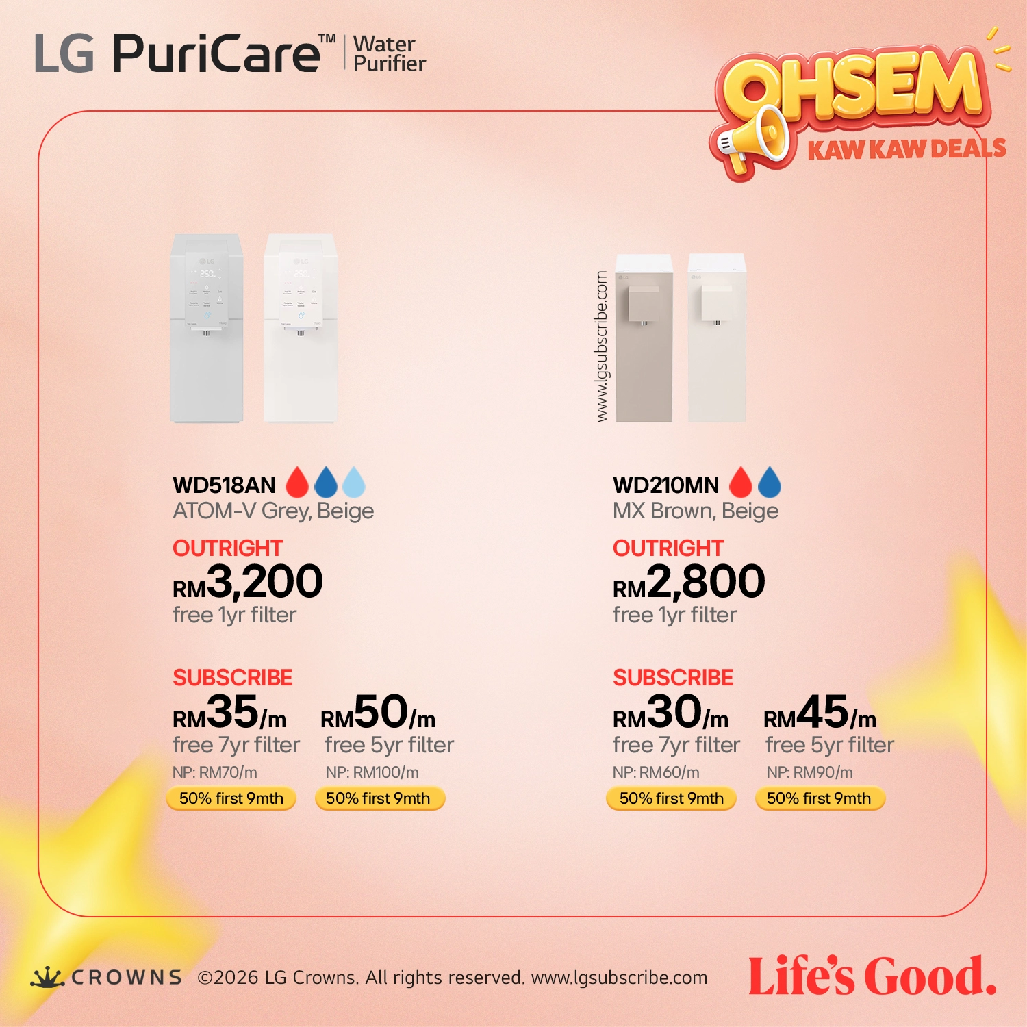 LG PuriCare Water Purifier WD518AN & WD210MN