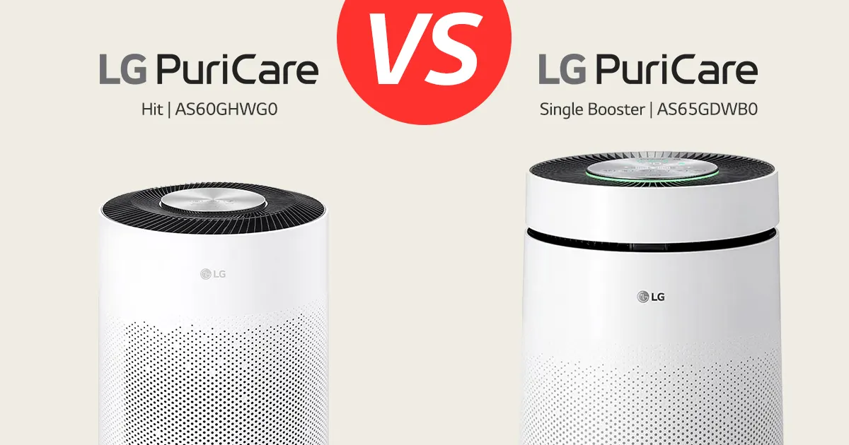 LG PuriCare 360º Air Purifier Hit vs Single Booster